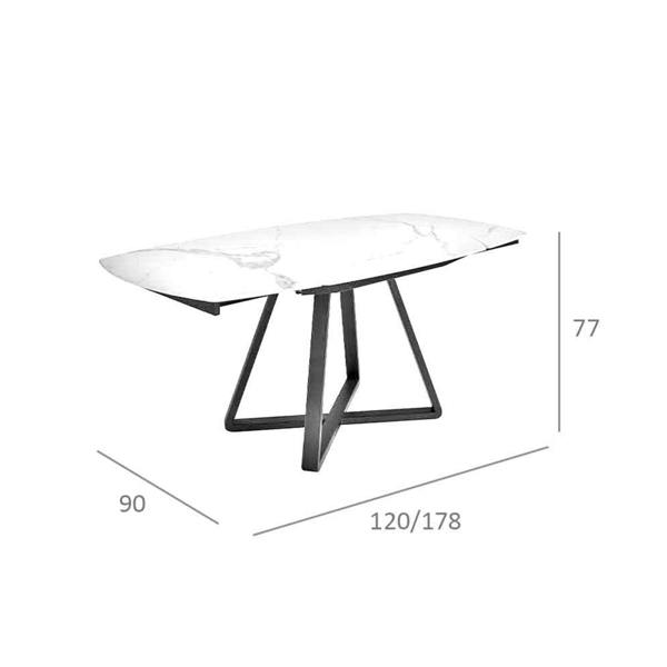 Angel Cerdá Oval Barrel porcelain marble and black steel extending dining table 1096