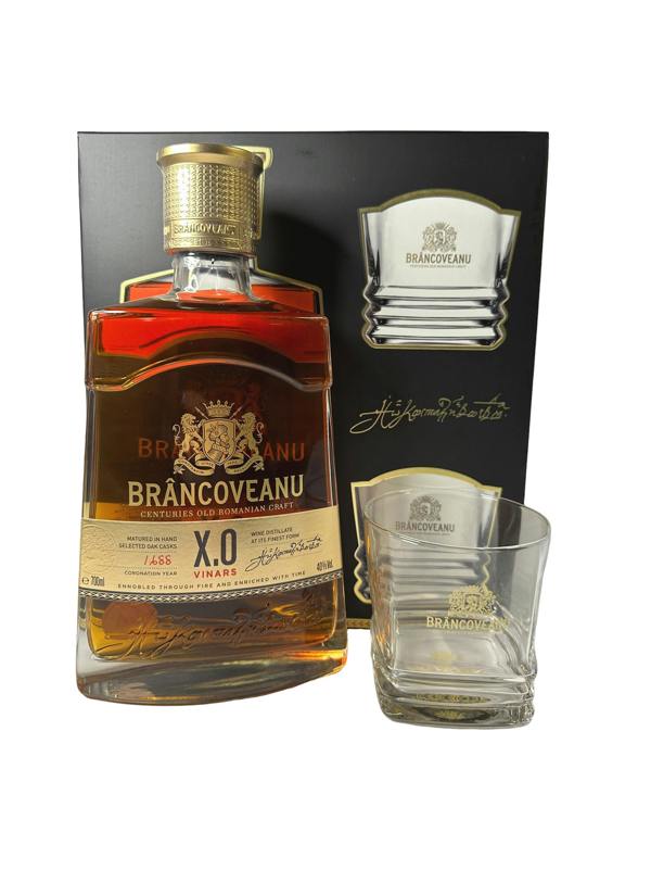 Brancoveanu XO Brandy (Cognac / Coniac / Vinars) with two branded glasses 700ml
