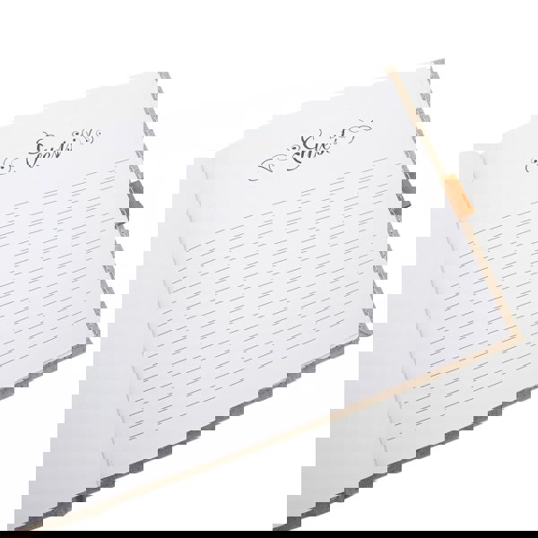 Natural Linen Fabric Wedding Day Guest Book with Shiny Gold Rings Image 5