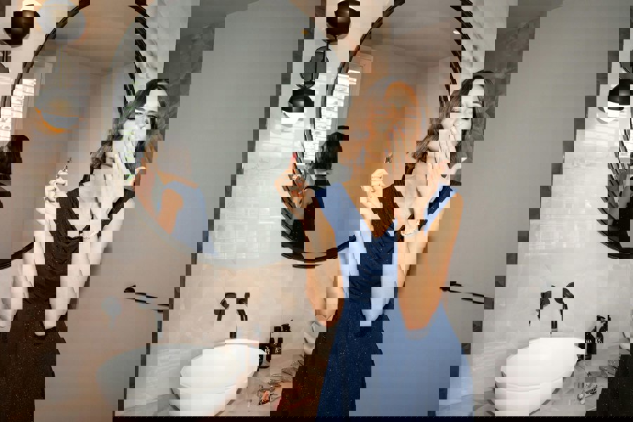 Alie Street London Darcie Cowl Neck Dress (Glitter Blue)