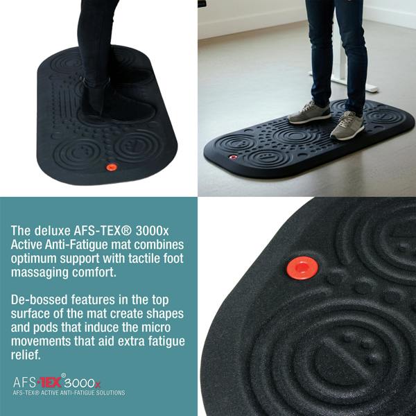 Floortex AFS-TEX® 3000X Black Active Anti-Fatigue Mat 50 x 100cm