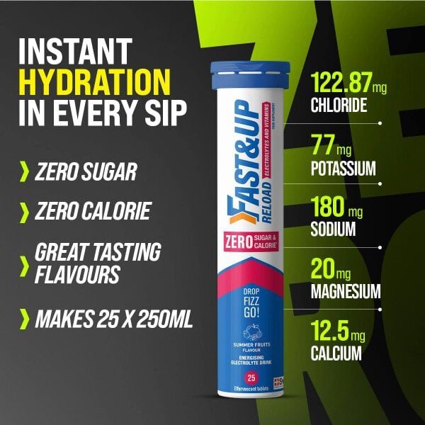 Reload Electrolyte Tablets – Zero Sugar, Zero Calories | Instant Hydration & Energy | Summer Fruits Flavour, Pack of 1