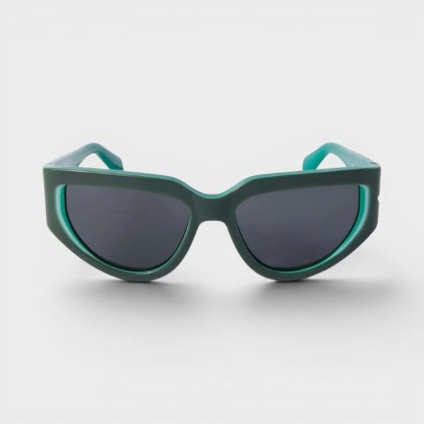 Off-White Logo Print Sunglasses Dark Green Black