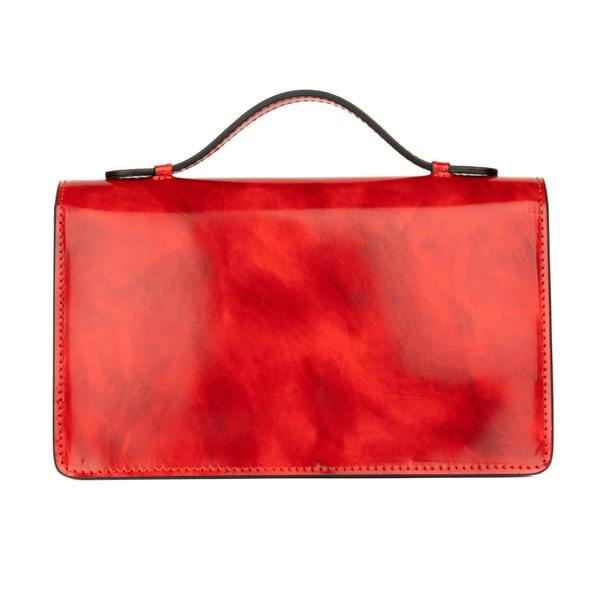 Embassy London Envy - Red - Women's leather flap clutch bag with strap