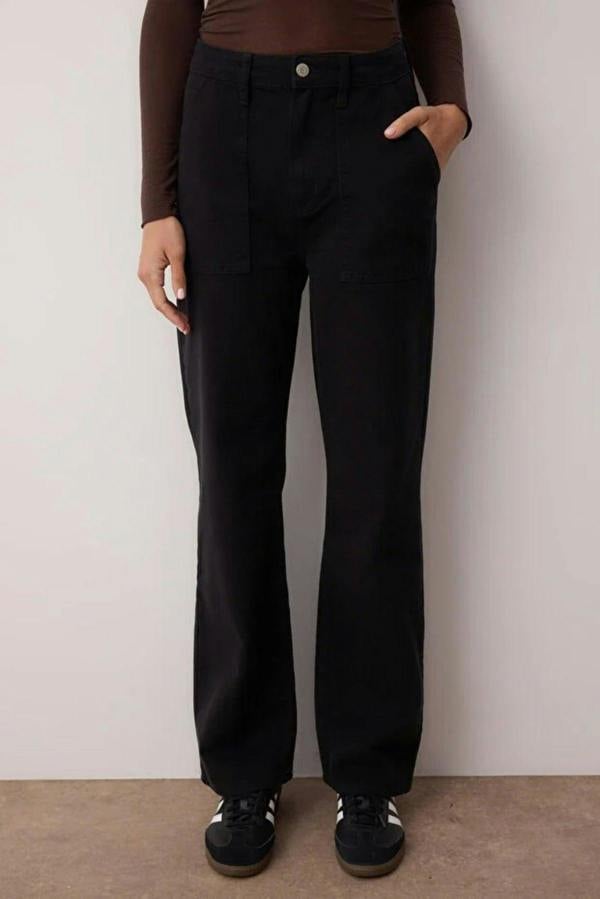 WOVCOR High Waist Wide Leg Jeans with Pocket Details