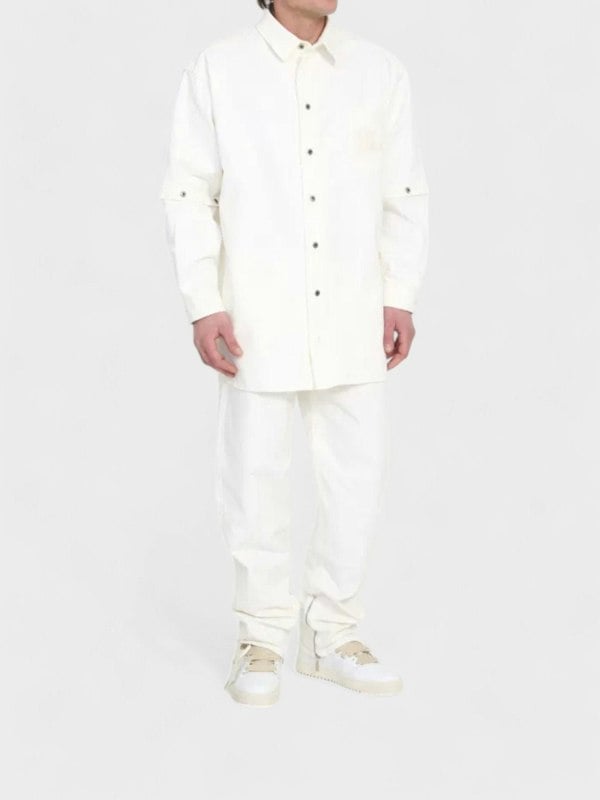 Off - White 90's Logo Denim Button Overshirt White - Supplied FashionOff - White
