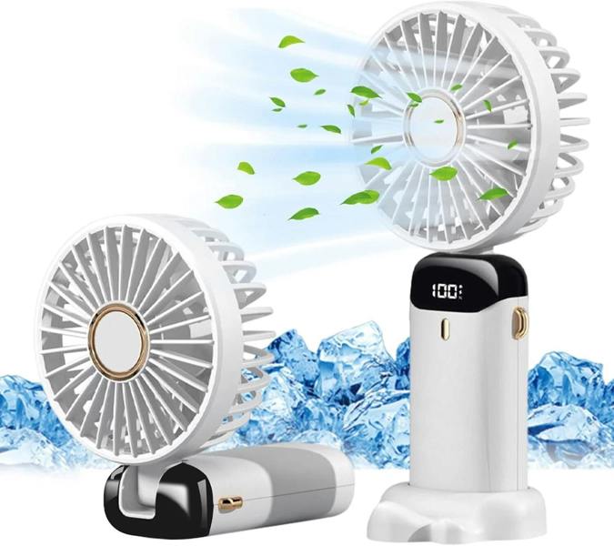 Dyzi 2-in-1 Portable Travel Mini Handheld Desk Table Fan 7Hrs Battery life