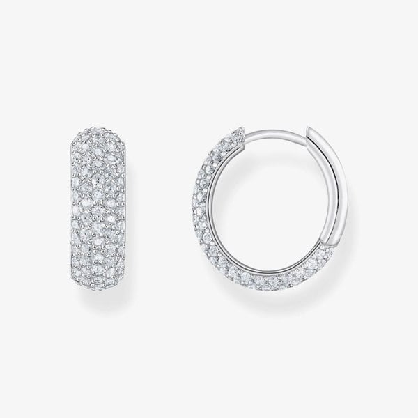 THOMAS SABO Sterling Silver 16mm Zirconia Hoop Earrings CR731-051-14