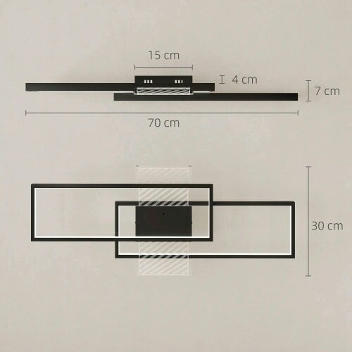 Bobobiy LED Ceiling Light, Flush Mount Ceiling Lamp with 3000-6000K Colour Temperatures, Black
