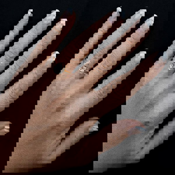 Starbright Gold Pear-Cut Cubic Zirconia Halo Shouldered Ring R6163 3A GP