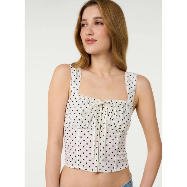 Pink Vanilla Polka Dot Hook And Eye Crop Top