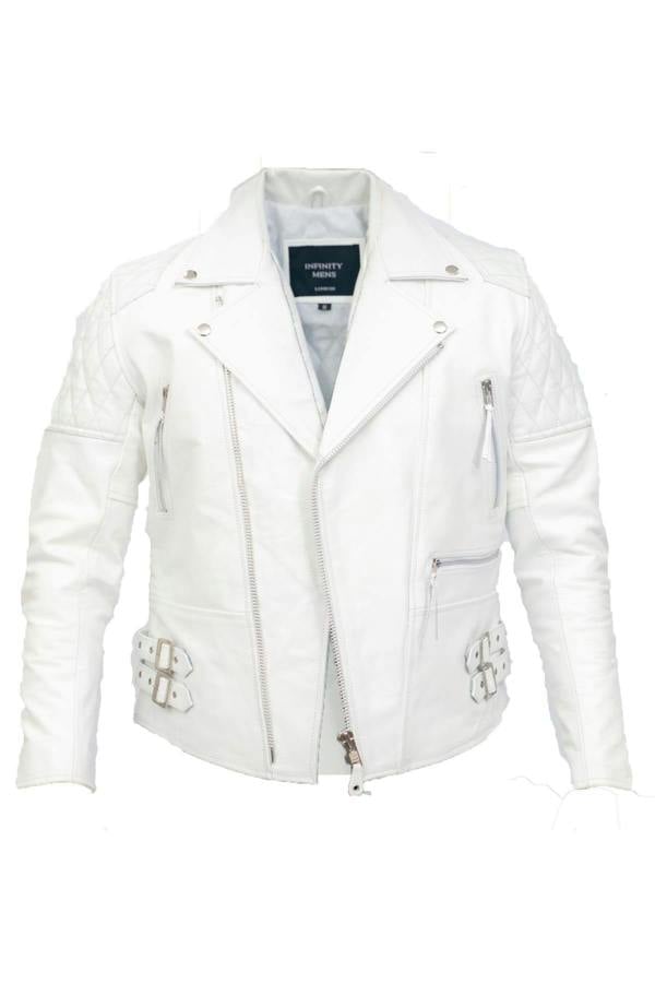 Infinity Leather Mens Cowhide Leather Biker Jacket-Nassau