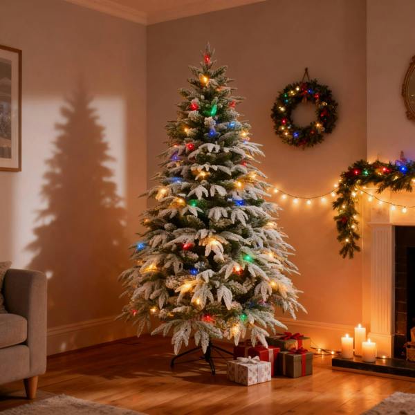4ft to 10ft Pre-Lit Lapland Fir Artificial Christmas Trees with Multicolour LEDs image 5