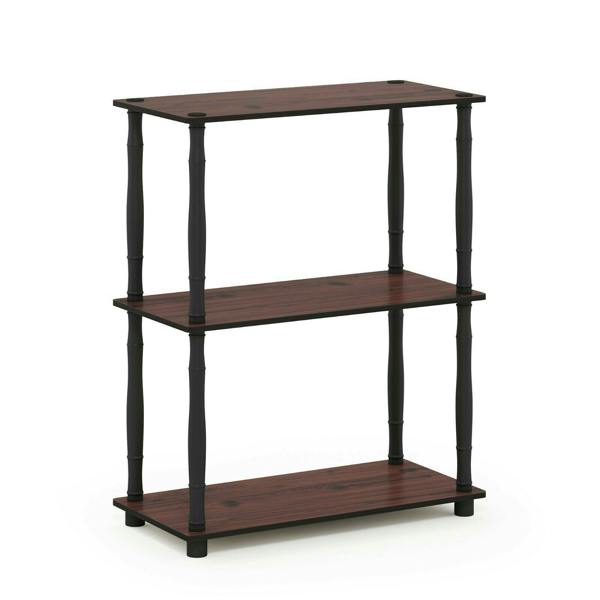 WALPLUS Elegant Turn-N-Tube 3-Tier Compact Multipurpose Shelf Display Rack with Classic Tube, Dark Cherry/Black for Entryway