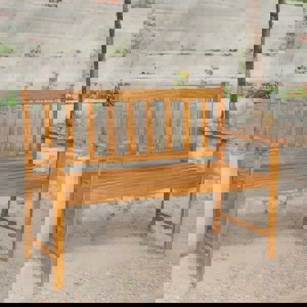 Rafaelo Mobilia Wooden 2 Seater Outdoor Bench With 2 Arm Rests Natural Brown