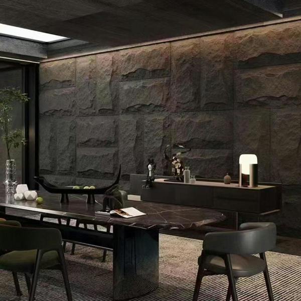 ENER-J Black Slate Rock Hard PU Wall Panel,  Size:1200 x 600 x 60 mm (Pack of 2)