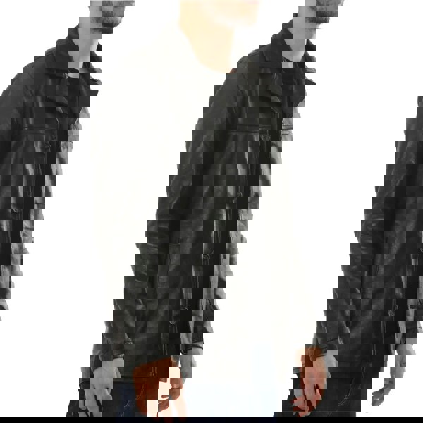 Leather Company Men's Leather Car Coat Collared Blazer Style Jacket