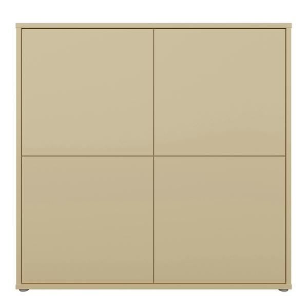 Furniture To Go Alice Springs 4 Door Large Storage Cabinet with Push-to-Open Doors in Butter Yellow