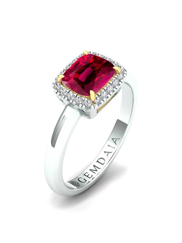 Gemdaia Natural Ruby Ring - East West Halo