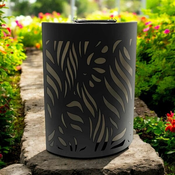 EDH Door Hardware Small Metal Curved Leaf Solar Wall Panel – 25.5 x 19 x 5.5 CM | Solar-Powered LED Outdoor Wall Art | Metal Garden Décor for Patio