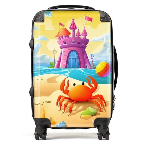 Warren Reed Orange Crab On A Beach Holiday Suitcase