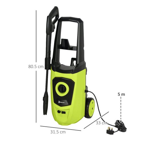 Bobobiy 1800W High Pressure Washer, 150 Bar Pressure, 510 L/h Flow, High-Performance Portable Power Washer Jet Wash Cleaner with 6M Hose, Green