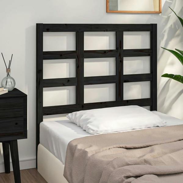 Berkfield Bed Headboard Black 95.5x4x100 cm Solid Wood Pine