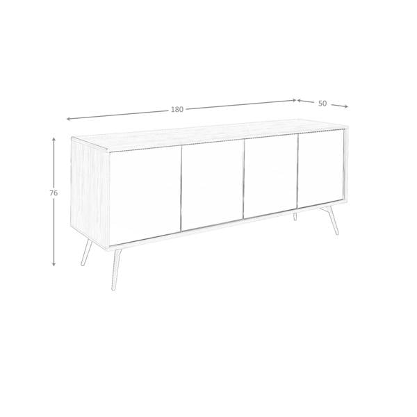 Angel Cerdá Black Mirror Effect Glass, Walnut and Black Steel Sideboard 3061