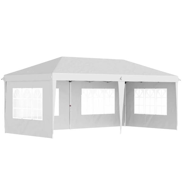 White 3 x 6m pop-up party gazebo with four sidewalls and window panels