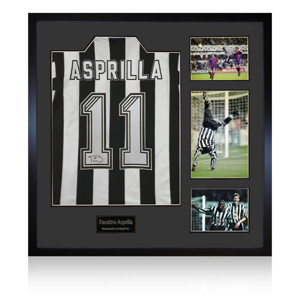Faustino Asprilla Signed Newcastle United Shirt Elite Frame