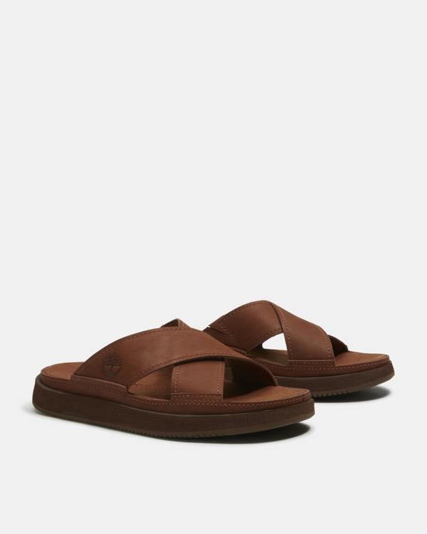 Timberland Casco Cove Cross Strap Full Grain Leather Mens Sandals - Rust | CHO | Designer Mens Sandals
