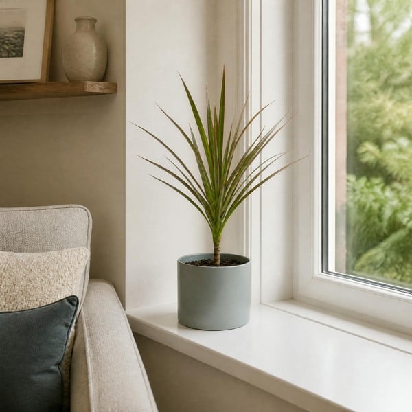 Dracaena Marginata Dragon Tree - 12cm Tropical Houseplant - Matt Grey Ceramic Pot - 1