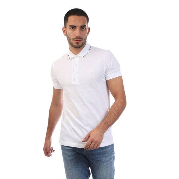 Boss Mens Paule 4 Slim Polo Shirt - Off White