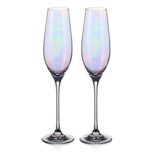 Diamante Lustre Crystal Champagne Flutes - Set of 2