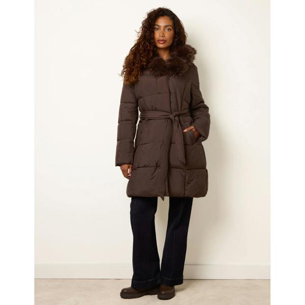Blue Vanilla Pelted Faux Fur Short Puffer