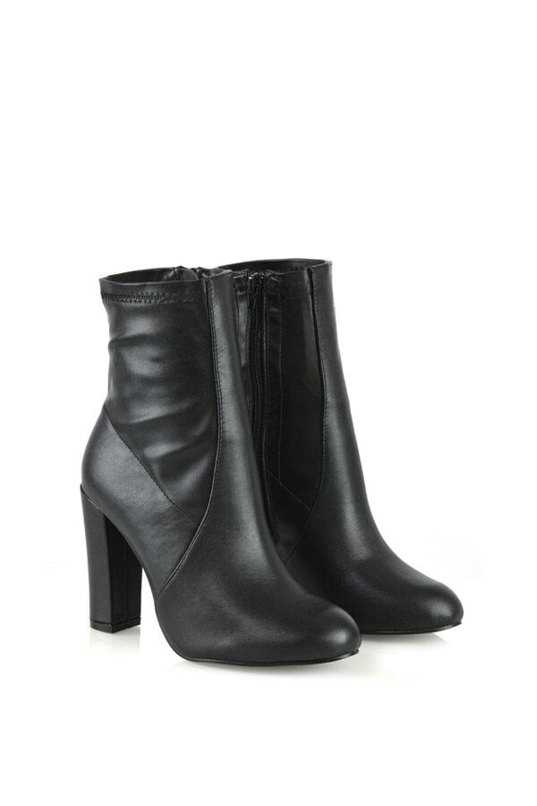 XY LONDON Block High Heeled Zip-up Stretch Sock Ankle Boots