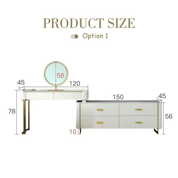 Joshua Dressing Table, White-Weilai Concept-Option 1-Weilai Concept