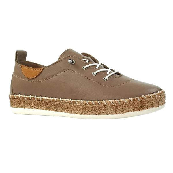 Lunar Womens/Ladies Evie Leather Plimsolls - Taupe - 