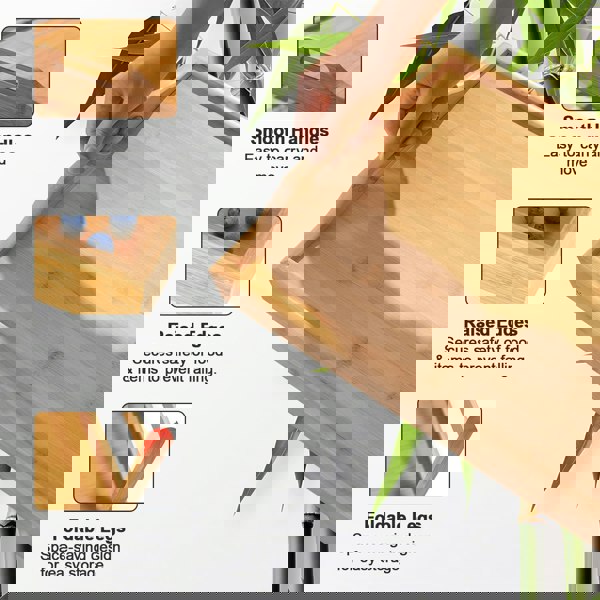 MANTRARAJ Pack Of 2 Bamboo Bed Tray Table with Foldable Legs And Handles Breakfast Tray for Sofa Bed Platters Lap Tray (Brown)