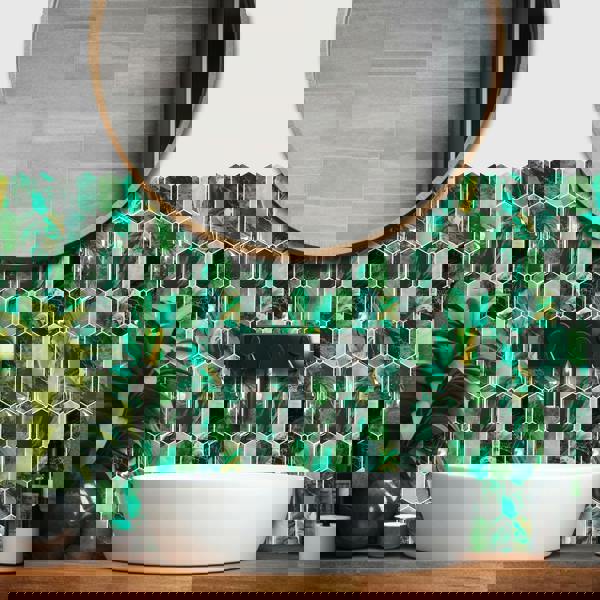 Green Hexagon Honeycomb 3D Sticker Tile 12 x 12 inches / 30.5 x 30.5 cm - 6pcs in a pack