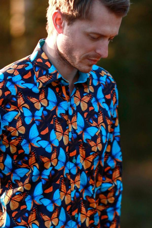 BUTTERFLY BLOOM - Premium Men's Patterned Shirt by Claudio Lugli | Bold Design, Tailored Fit, Best Printed Shirts