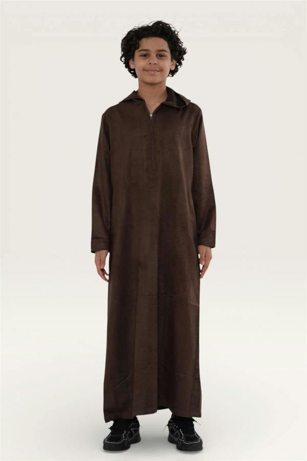 Infinity Leather Kids Boys Hooded Eid Moroccan Jubba Robe Ramadan Eid Thobe - K-HM12