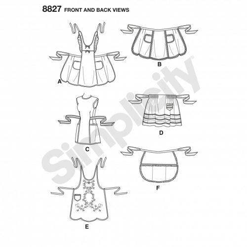 Simplicity Sewing Pattern 8827, Aprons for Women, A (S-M-L) - Easy