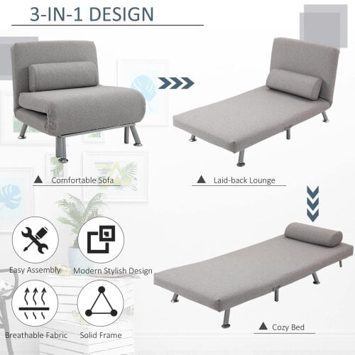 Wyld Haus Kano Fabric Grey Adjustable Back Futon Style Sofa Chair