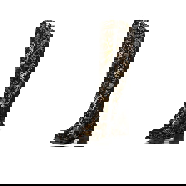 Embassy London Rubix - Black & Gold & Burgundy - Women's full length zip long boot