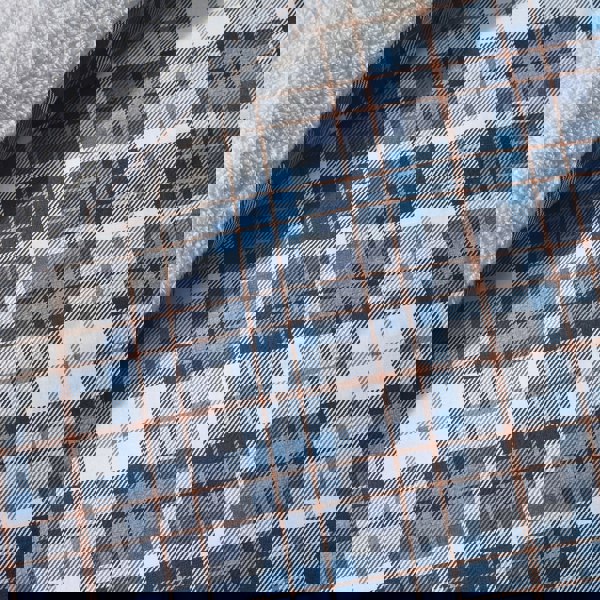 Catherine Lansfield Cosy Sherpa Check Duvet Cover Set Navy Blue