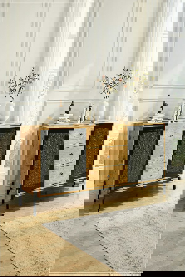 Living and Home Storage Cabinet with 2 Cupboard Doors and 3 Drawers