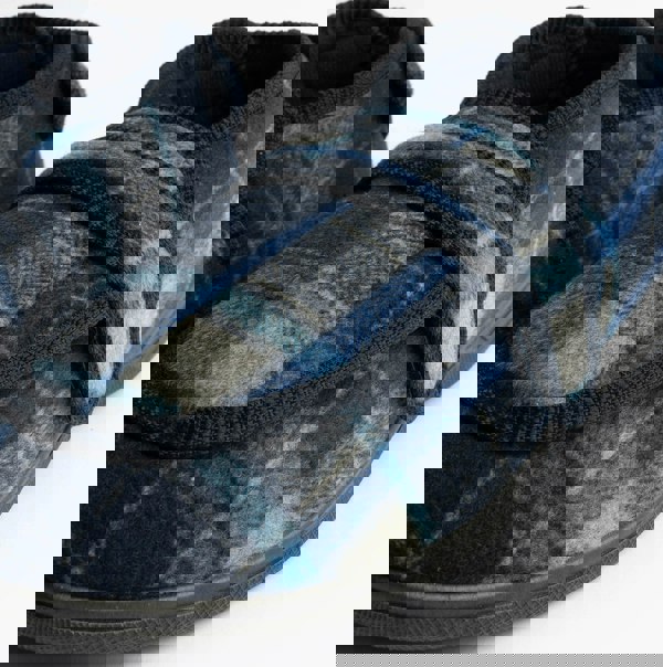 Zedzzz PETER Mens Touch Fasten/Velcro Slippers Navy Blue Check
