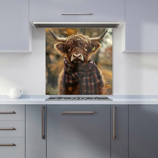 Warren Reed - Designer Highland Cow Wearing Scarf Kitchen Splashback