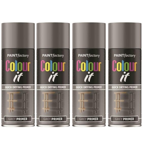 Paint Factory 4X  Grey Primer Spray Paint 400ml